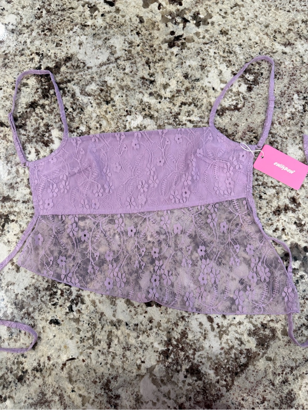Edikted Lilac Lace Chemise Cami